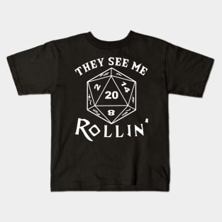 Dungeons and Dragons They See Mee Rollin' D20 Dice Kids T-Shirt